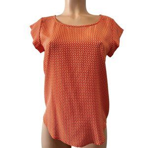 Joie Silk Print Blouse Top Orange Extra Small XS